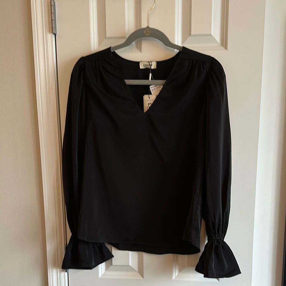 L’agence Black Fitted Bell Sleeve Blouse